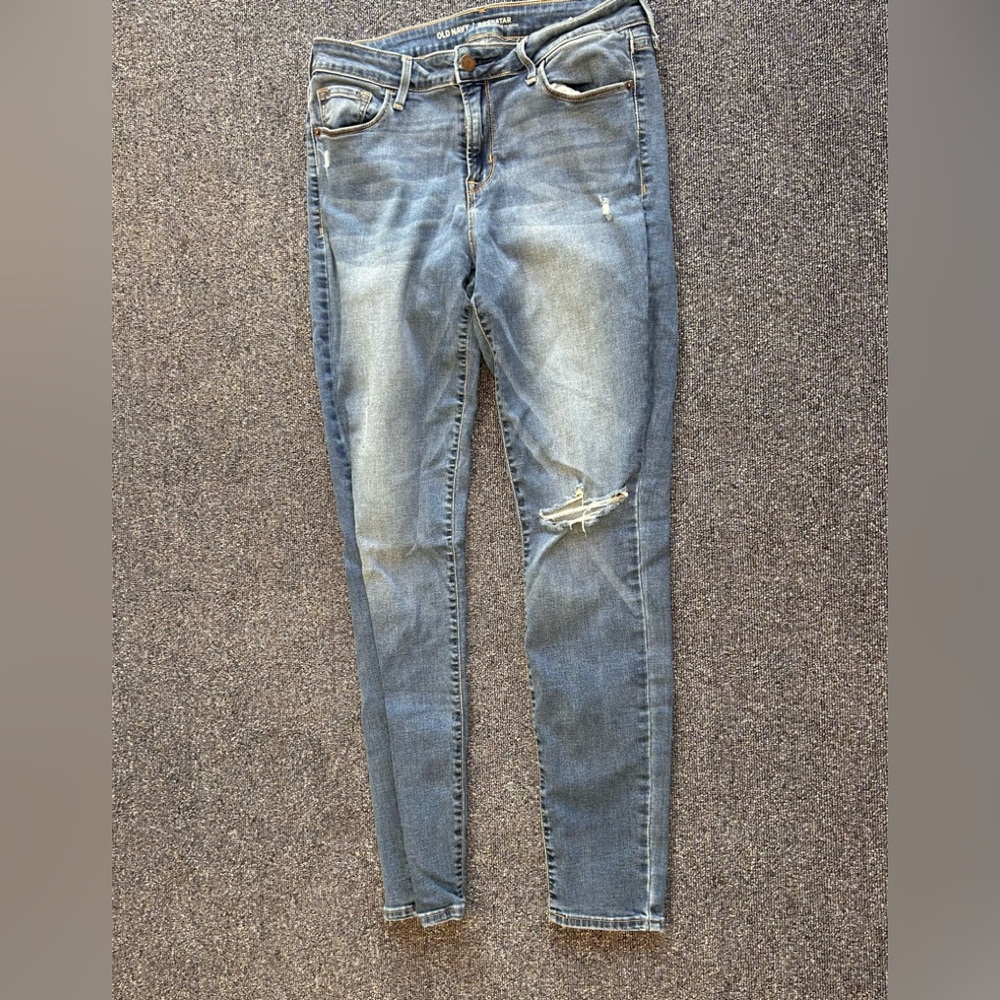 Old Navy Light Blue Rockstar Distressed Skinny Jeans 10 long